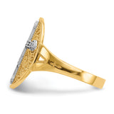 14k Two-tone Diamond Cross in Filigree Oval Ring K5120