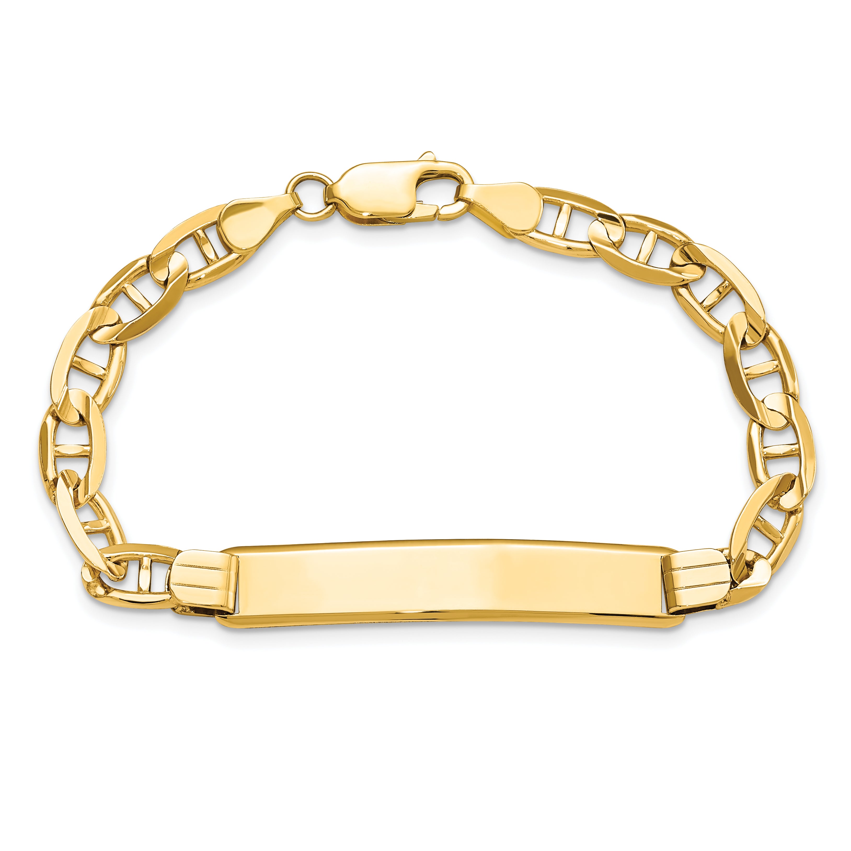 14k Polished Solid Chain/Solid Plate Anchor Link 38x7.8mm Plate 7 inch ID Bracelet LID79