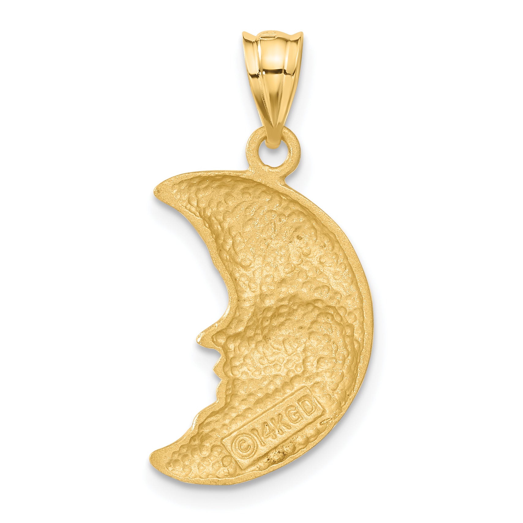 14k Satin Diamond-cut Moon Charm C137