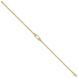 14k Polished Open Heart with Filigree and Bismark Chain 10 inch  Anklet ANK118