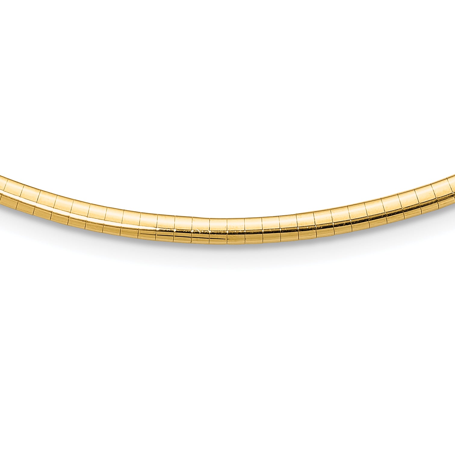14k Polished 3mm Standard Weight 16 inch Domed Omega Necklace OD3