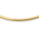 14k Polished 3mm Standard Weight 16 inch Domed Omega Necklace OD3
