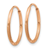 14k Rose Gold 1.2x16mm Diamond-cut Endless Tube Hoop Earrings XY1257