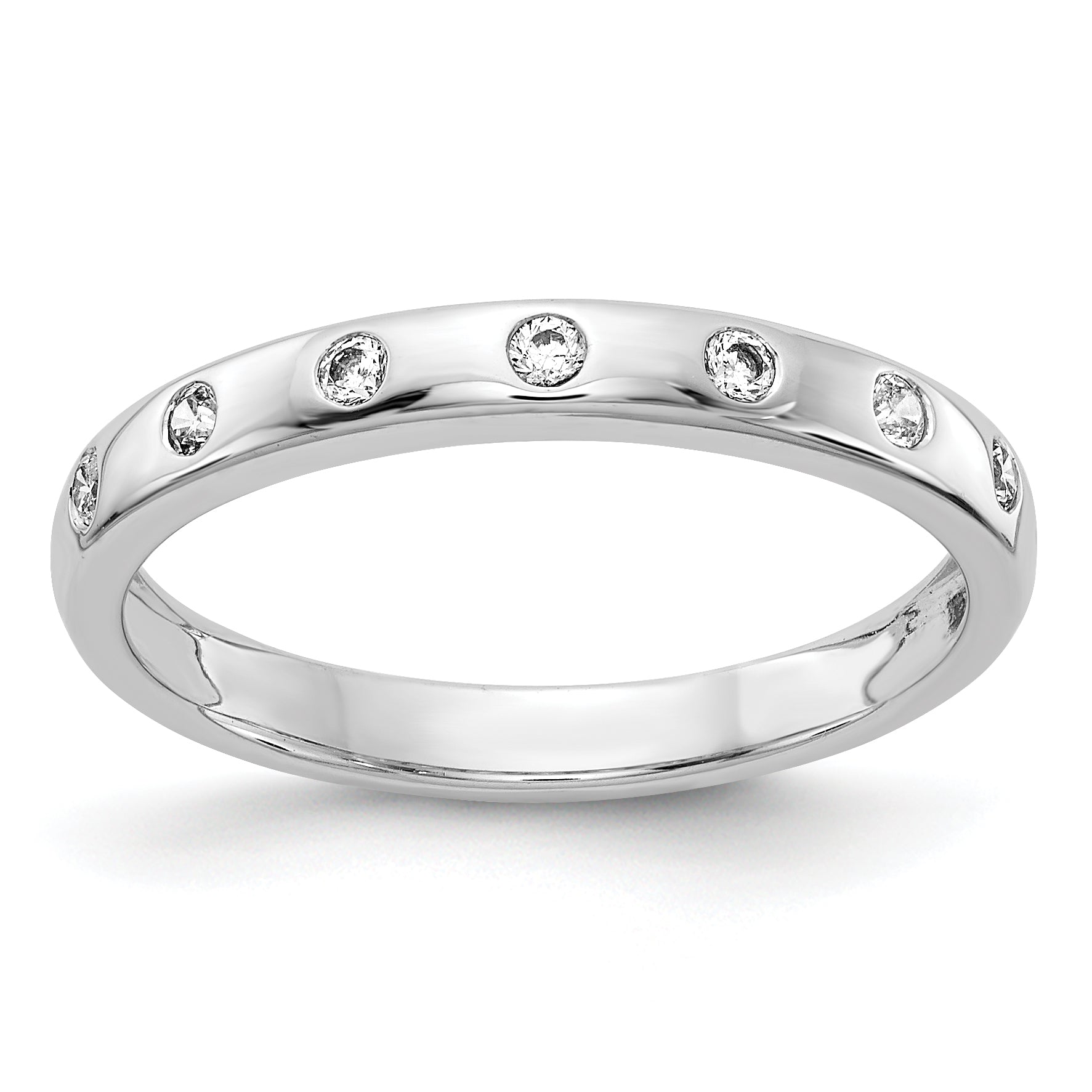 14k White Gold 2mm 7-stone 1/6 carat Diamond Band RM4335