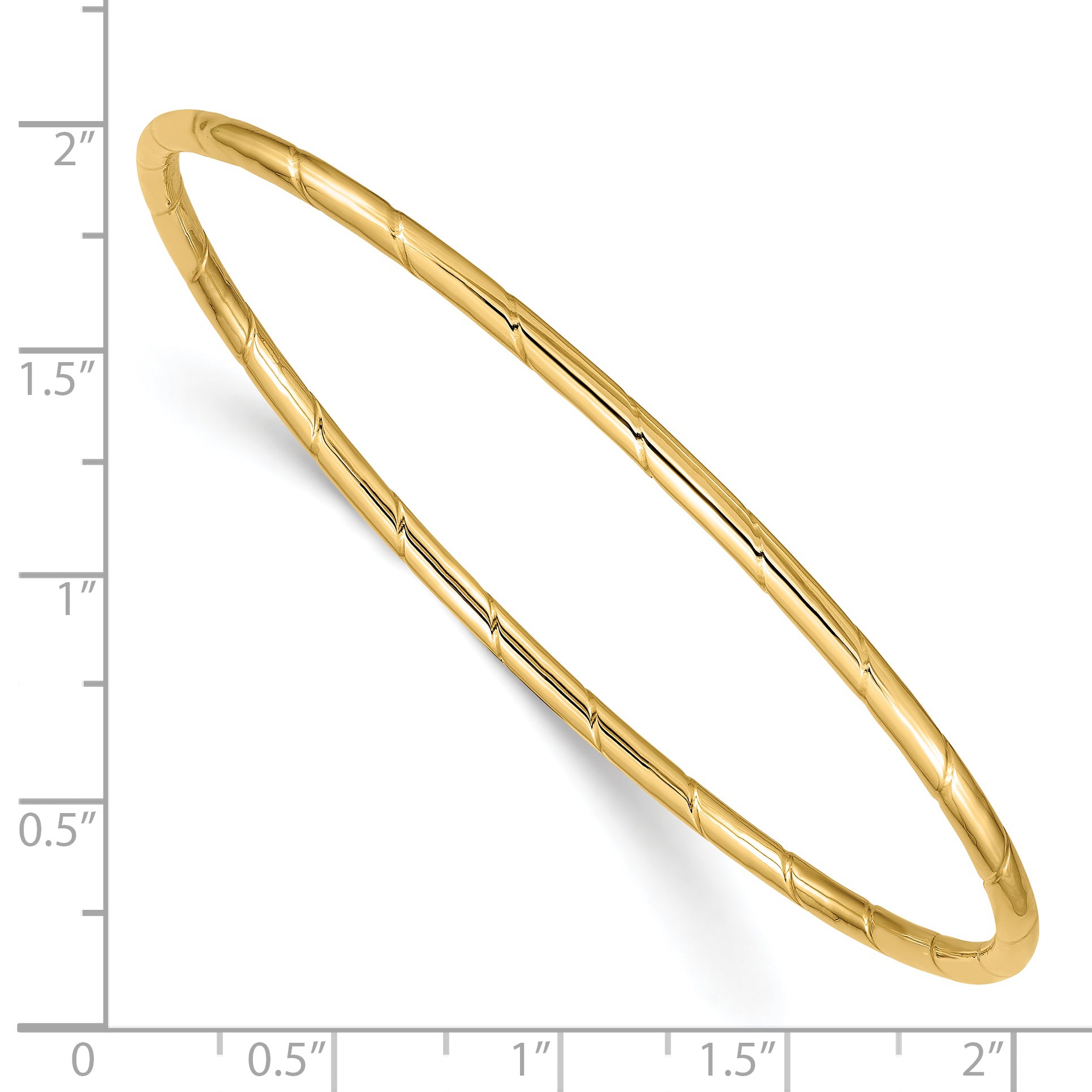 14k Polished Grooved 2.50mm Slip-on Round Bangle Bracelet DB571