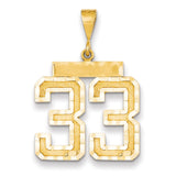 14k Large Brushed Diamond-cut Number 33 Charm LN33