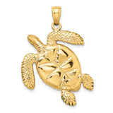 14k 3-D Green Enameled Sea Turtle Pendant K3305