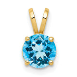 14k 6mm Round Blue Topaz Pendant XP416BT