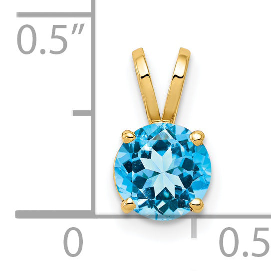 14k 6mm Round Blue Topaz Pendant XP416BT