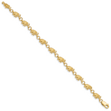 14k Polished and Textured Elephant 7 inch Bracelet FB397