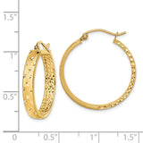 14k Satin and Polished Diamond-cut In/Out Hoop Earrings TF1573