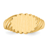 14k 10.0x7.5mm Oval Open Back Scalloped Edge Signet Ring CH203