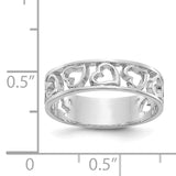 14k White Gold Hearts Ring K651