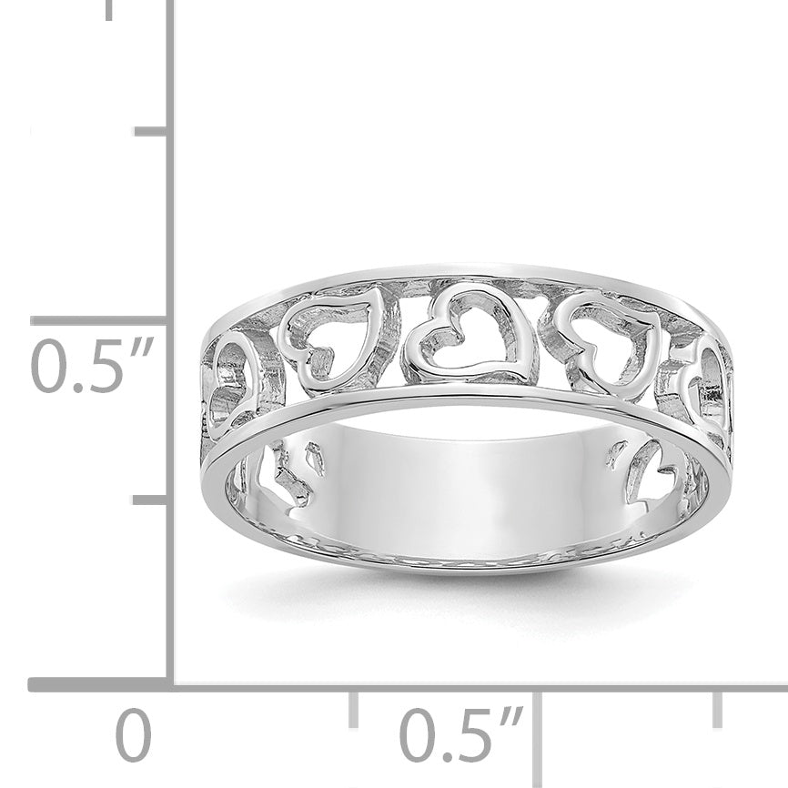 14k White Gold Hearts Ring K651