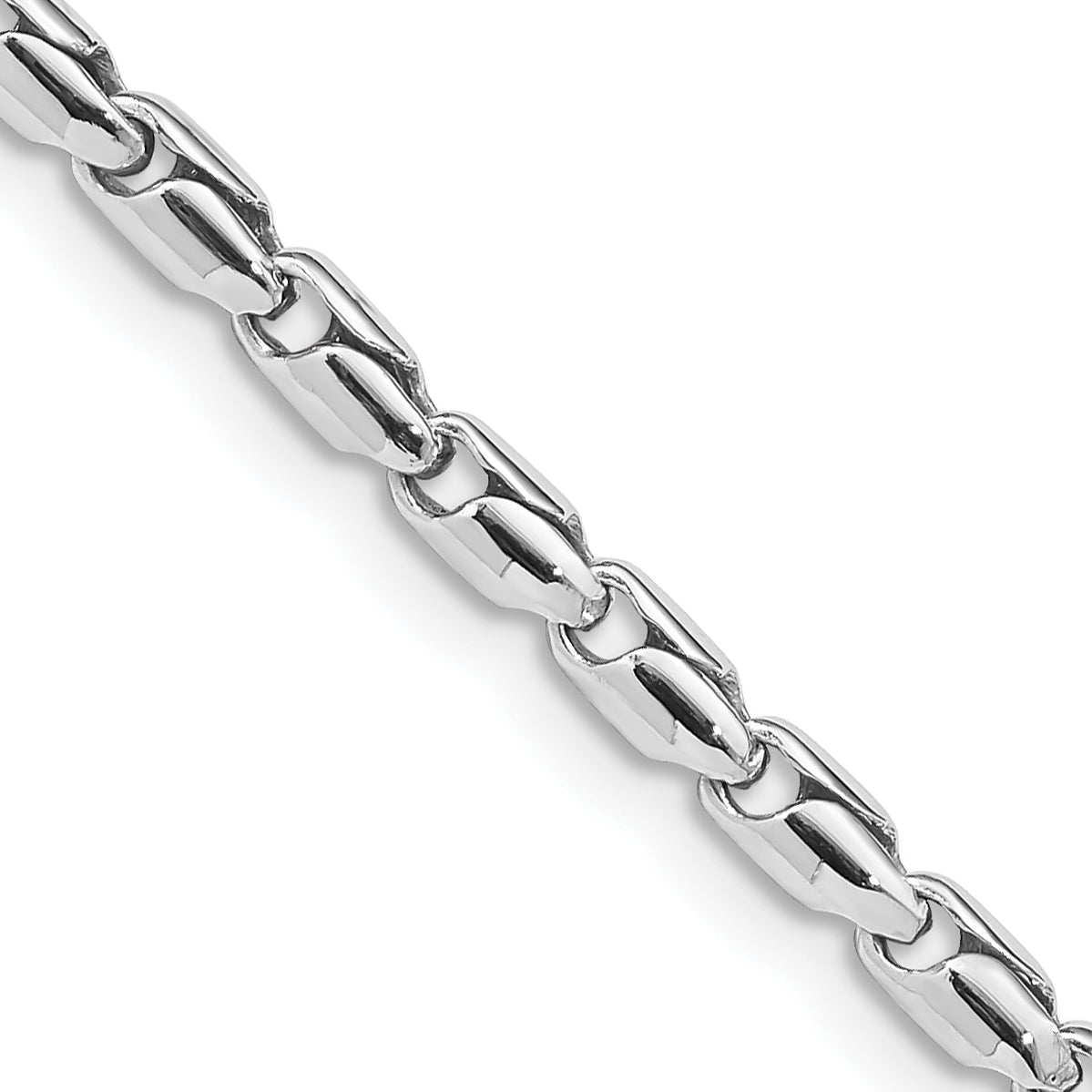 14K White Gold 18 inch 3mm Hand Polished Fancy Link with Lobster Clasp Chain WLK709