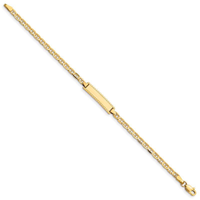 14k Polished Solid Chain/Solid Plate Anchor Link 20x5mm Plate 6 inch Baby/Child ID Bracelet BID99