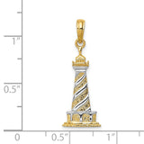 14K and White Rhodium Cape Hatteras Lighthouse Pendant K4147