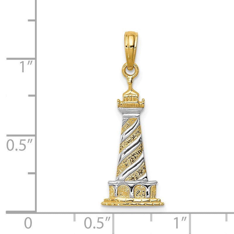 14K and White Rhodium Cape Hatteras Lighthouse Pendant K4147
