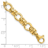 14K Polished and Textured 8mm Fancy Link 7.75 inch Bracelet SF2395