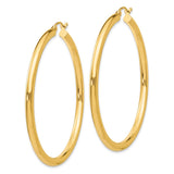 14K 3x50mm Polished Lightweight Tube Hoop Earrings T943L