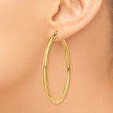 14K 3x50mm Polished Lightweight Tube Hoop Earrings T943L