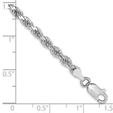 14K White Gold 26 inch 3.5mm Diamond-cut Rope with Lobster Clasp Chain 025W