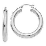 14k White Gold 5x35mm Polished Tube Hoop Earrings T868