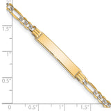 14k Polished with Rhodium Pav� Solid Chain/Solid Plate Figaro Link 25.5x5mm Plate 7 inch ID Bracelet FW100ID