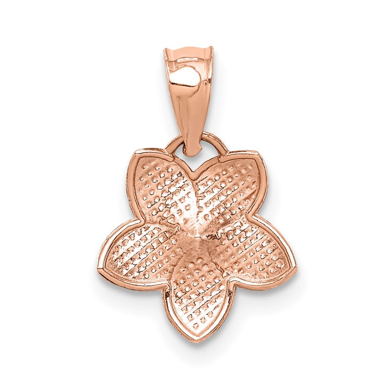 14K Rose Gold Polished Mini Plumeria Pendant D4463