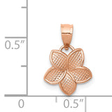 14K Rose Gold Polished Mini Plumeria Pendant D4463
