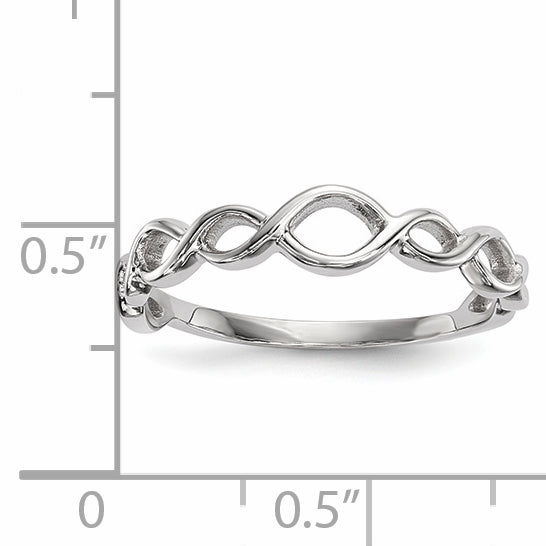 14k White Gold Polished Twisted Loops Ring R613