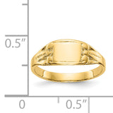 14K Polished 6.25x4.0mm Closed Back Size 3.25 Baby Rectangular Signet Ring R524
