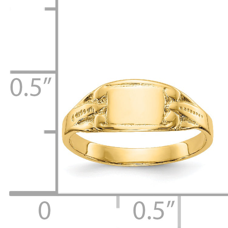 14K Polished 6.25x4.0mm Closed Back Size 3.25 Baby Rectangular Signet Ring R524