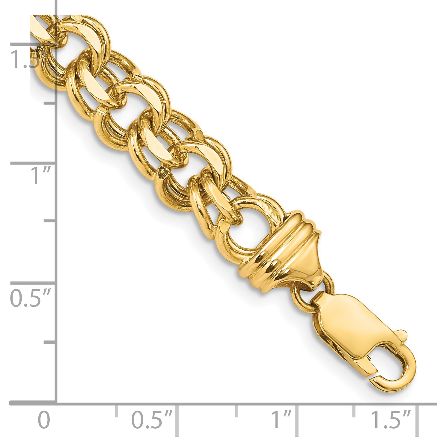 14k 8.5mm Diamond-cut Solid Heavy Double Link 7 inch Charm Bracelet DOH20