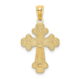 14K Two-tone Polished Filigree 2 Level Heart Cross Pendant K5503