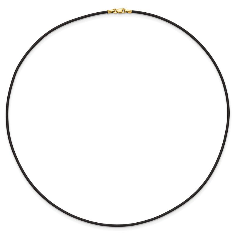 14k Yellow Clasp 1.5mm 16 inch Black Leather Cord Necklace XG250