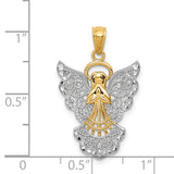 14k and White Rhodium Filigree Angel Pendant D3720