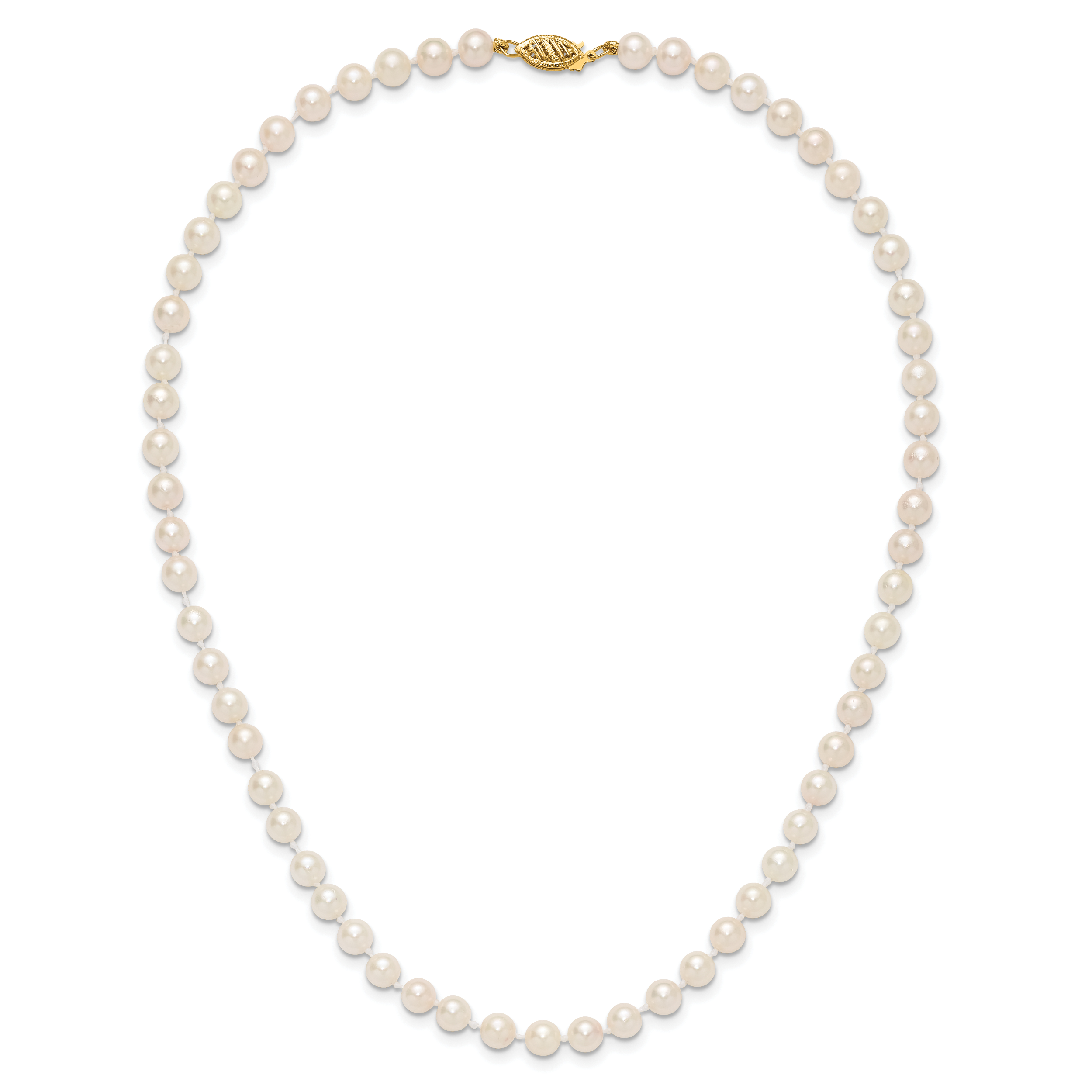 14k 5-6mm White Round Akoya Saltwater Cultured Pearl 16 inch Necklace PL50AA