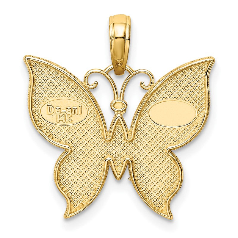 14K and White Rhodium Butterfly Pendant K4242