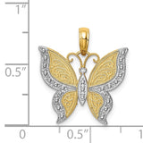 14K and White Rhodium Butterfly Pendant K4242