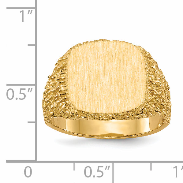 14k 13.5x13.5mm Closed Back Mens Signet Ring RS384