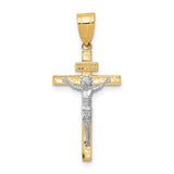 14K Two-tone INRI Crucifix Pendant D3669