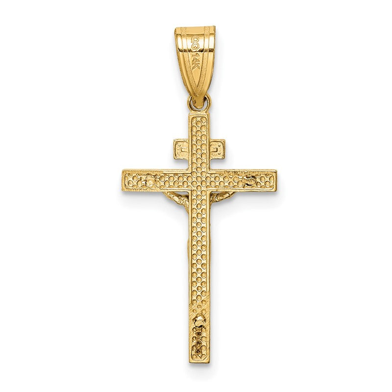 14K Two-tone INRI Crucifix Pendant D3669
