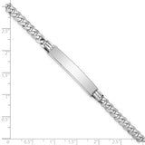 14k White Gold Polished Solid Chain/Solid Plate Flat Curb Link 34x7mm Plate 7 inch ID Bracelet LID63W