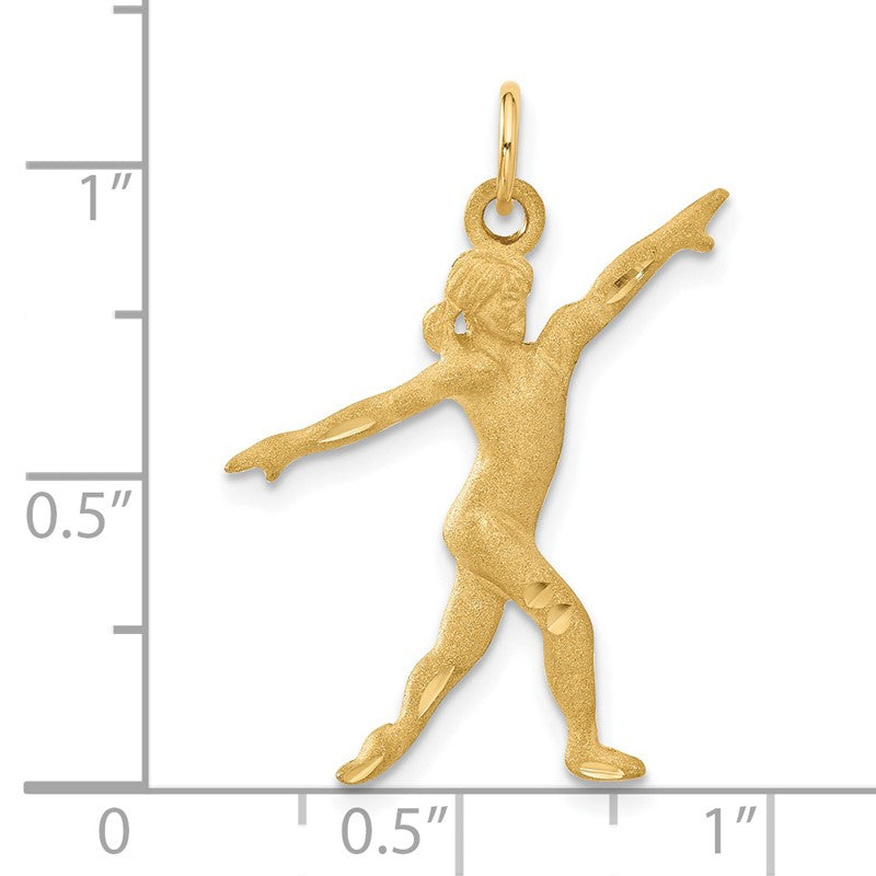 14k Satin Diamond-cut Gymnast Charm C590