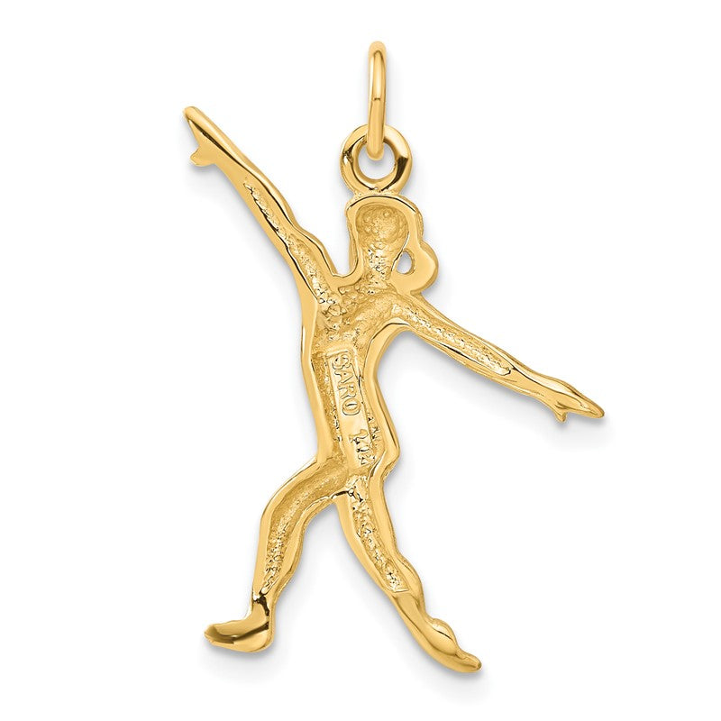 14k Satin Diamond-cut Gymnast Charm C590