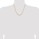 14K Yellow Gold 26 inch 3mm Semi-Solid Diamond-cut Open Link Cable with Lobster Clasp Chain BC189