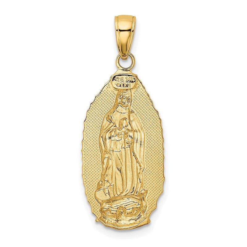 14k Polished and Satin Solid Our Lady of Guadalupe Pendant K5645