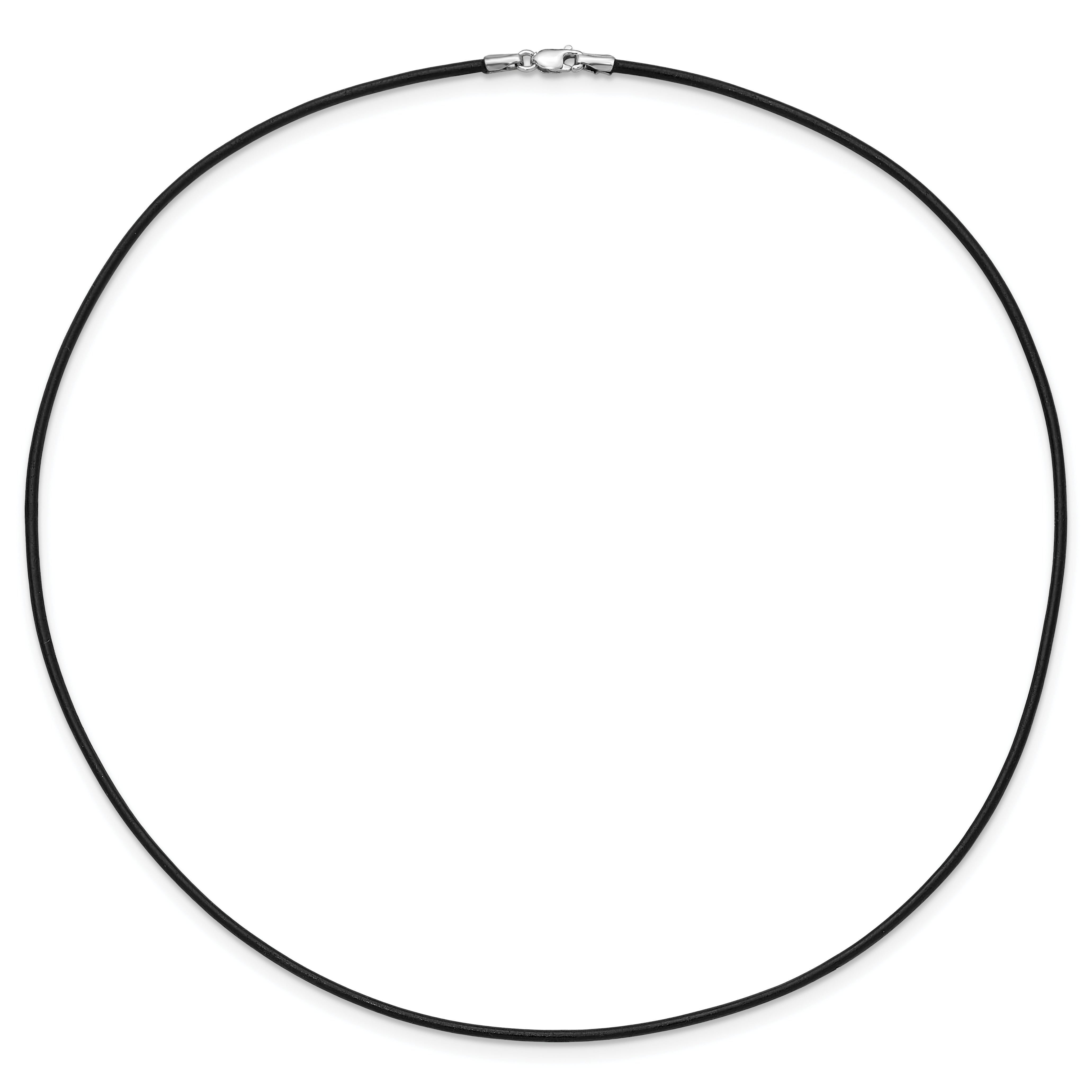 14k White Gold Clasp 1.5mm 16 inch Black Leather Cord Necklace XG251