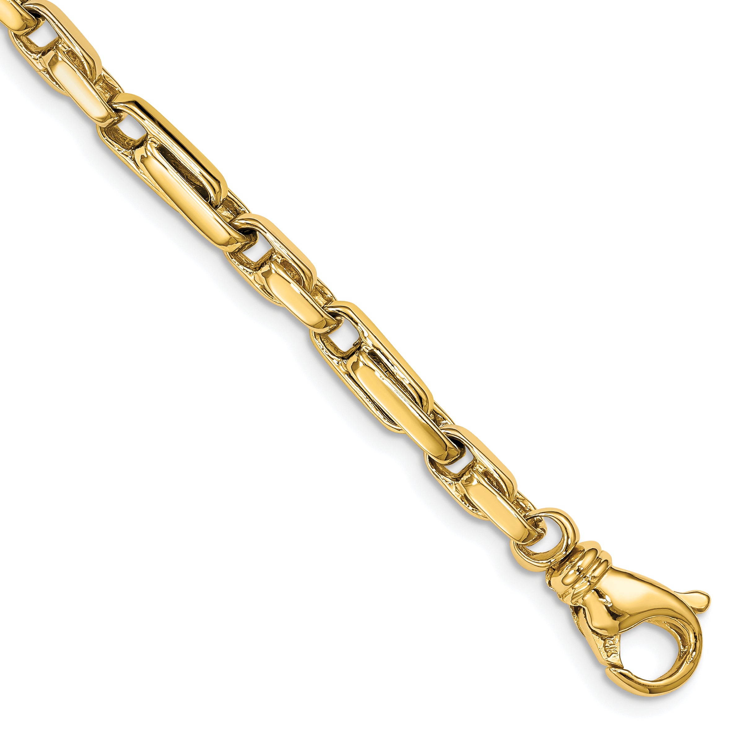 14K 18 inch 5mm Hand Polished Fancy Link with Fancy Lobster Clasp Chain LK738